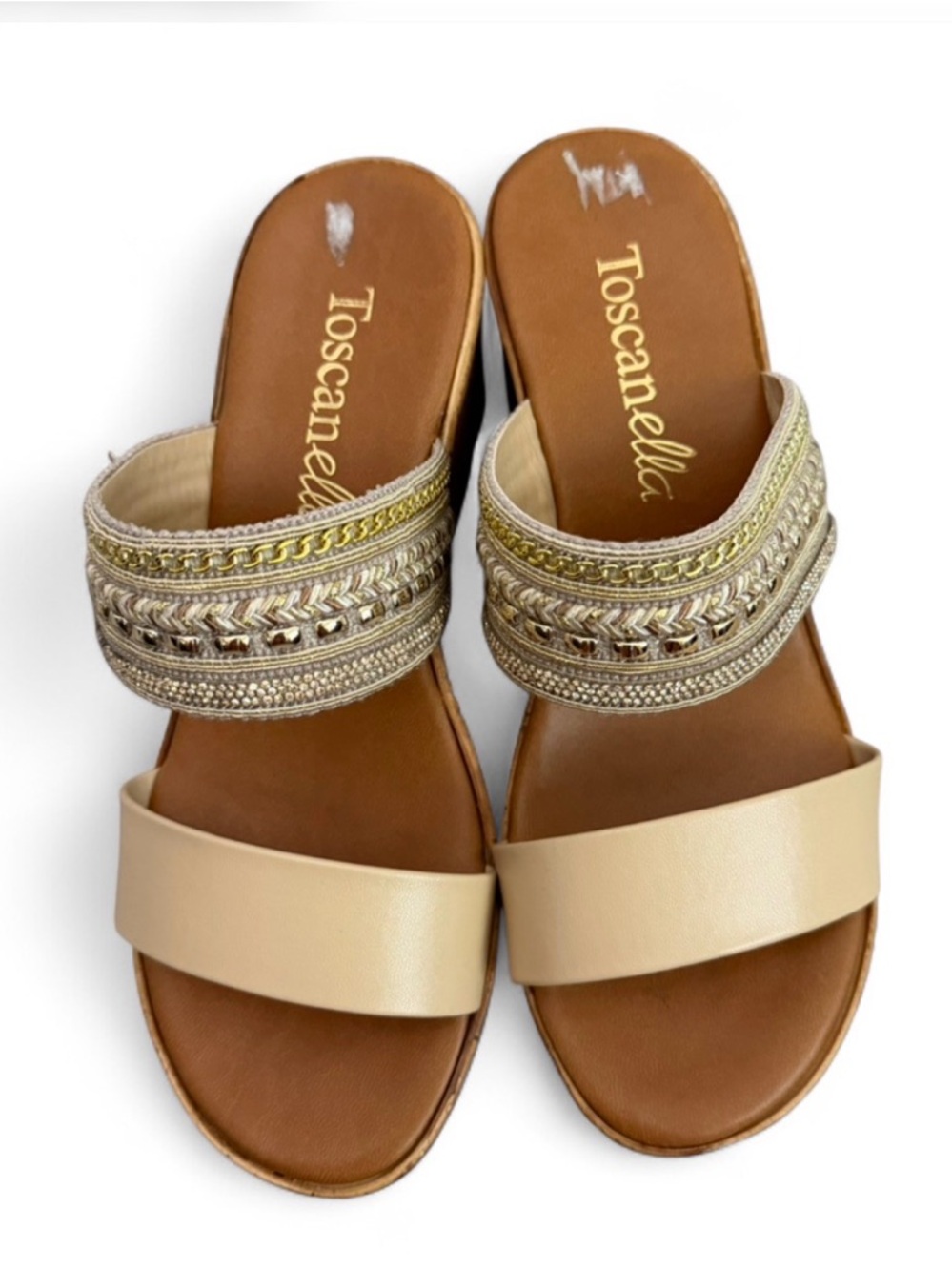 Toscanella Made in Italy‎ Gold Wedge Sandals Size 6.5 - Picture 5 of 6
